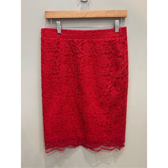 Elle 4 bright red pull on lace layered pencil skirt - Picture 4 of 6
